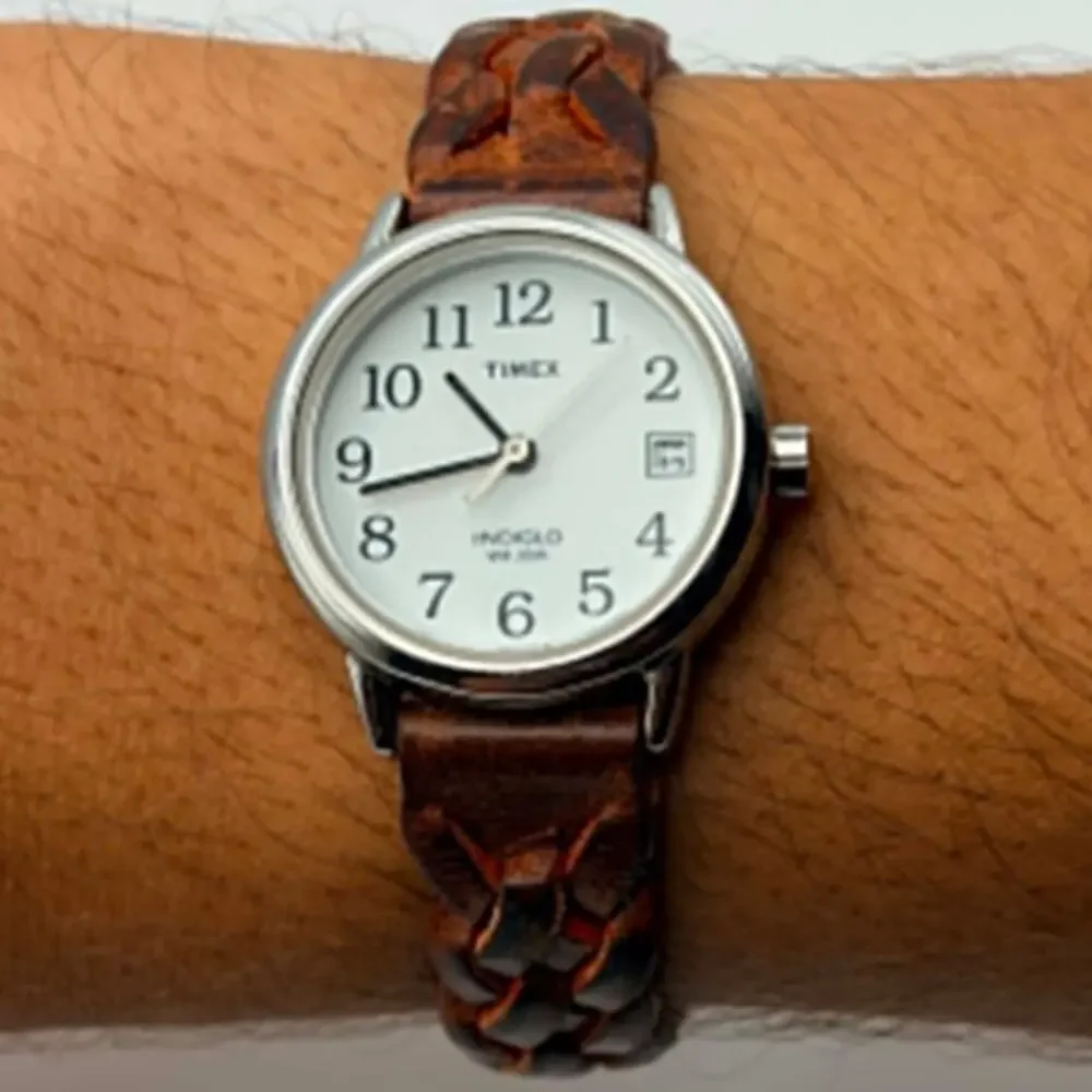 Silver & Brown Timex Watch